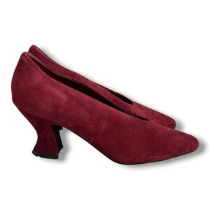 Jeffrey Campbell Hints-2 Suede Square Toe Pump | Wine Red Suede Sz 6 Like New
